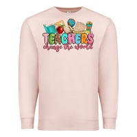Pale Pink teacher change the world Premium Sweatshirt - MaliasSmallBusiness