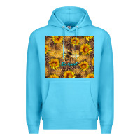 Ocean Blue be kind bee and sunflowers Premium Hoodie - Artiststas