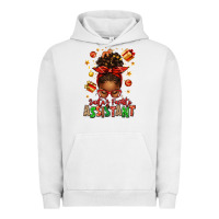 Santa's Favorite Assistant Afro Messy Bun Urban Hoodie | Teevron