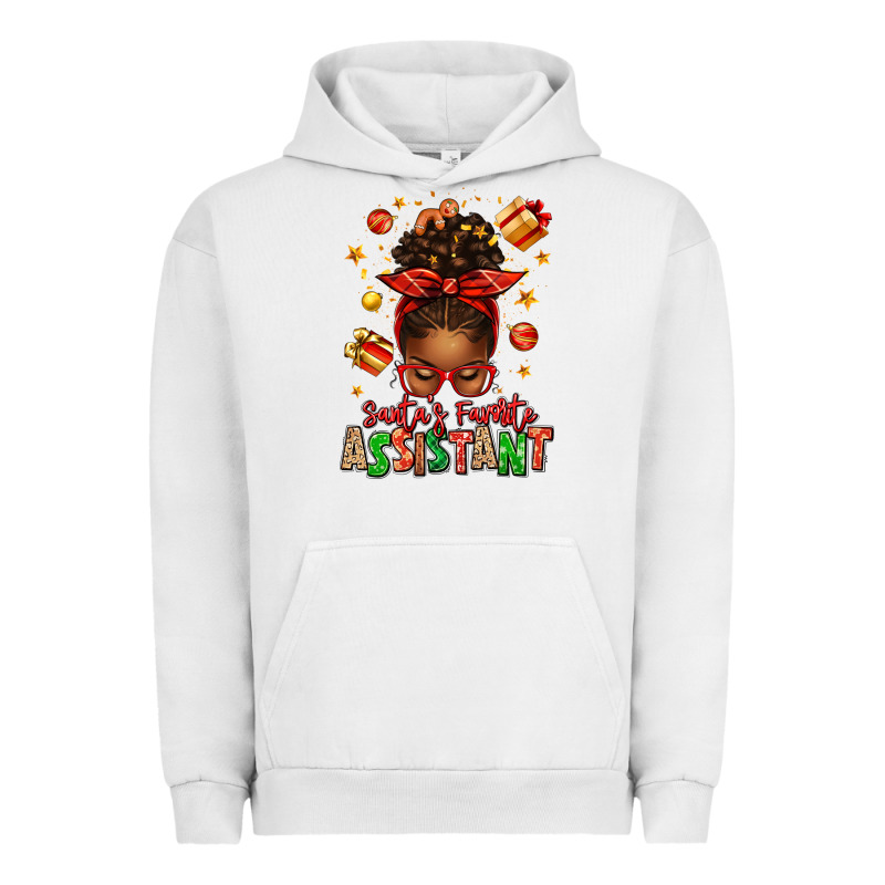 Santa's Favorite Assistant Afro Messy Bun Urban Hoodie by texasbilliewilder | Teevron