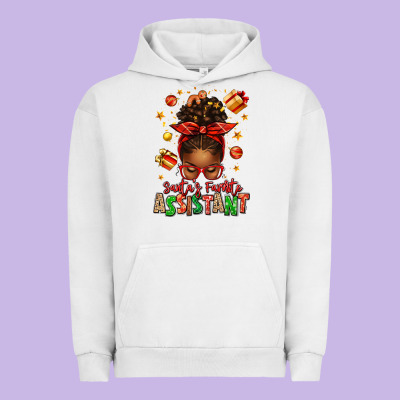 Santa's Favorite Assistant Afro Messy Bun Urban Hoodie Designed By Texasbilliewilder