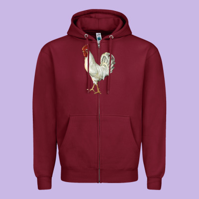 Leghorn Rooster Zipper Hoodie Designed By Lillyallendesigns