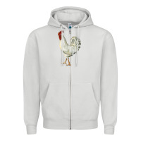 Dove Grey Leghorn Rooster Zipper Hoodie - LillyAllenDesigns