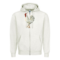 Oatmeal Heather Leghorn Rooster Zipper Hoodie - LillyAllenDesigns