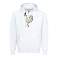White Leghorn Rooster Zipper Hoodie - LillyAllenDesigns