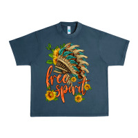 Midnight Navy free spirit sunflower and indian headdress Urban Heavy Tee - HRA Design Shop