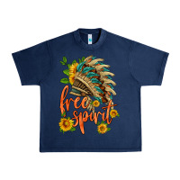 Navy free spirit sunflower and indian headdress Urban Heavy Tee - HRA Design Shop