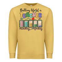 Antique Gold battery life of a teacher monday friday Premium Sweatshirt - MaliasSmallBusiness