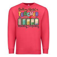 Cardinal battery life of a teacher monday friday Premium Sweatshirt - MaliasSmallBusiness