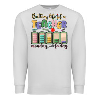 Dove Grey battery life of a teacher monday friday Premium Sweatshirt - MaliasSmallBusiness