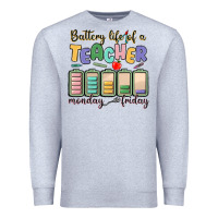 Heather Grey battery life of a teacher monday friday Premium Sweatshirt - MaliasSmallBusiness