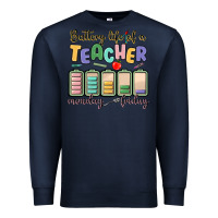 Navy battery life of a teacher monday friday Premium Sweatshirt - MaliasSmallBusiness