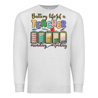 Oatmeal Heather battery life of a teacher monday friday Premium Sweatshirt - MaliasSmallBusiness