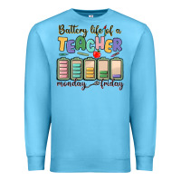 Ocean Blue battery life of a teacher monday friday Premium Sweatshirt - MaliasSmallBusiness