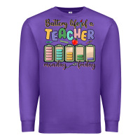 Purple battery life of a teacher monday friday Premium Sweatshirt - MaliasSmallBusiness