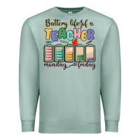 Seafoam battery life of a teacher monday friday Premium Sweatshirt - MaliasSmallBusiness