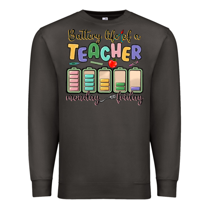 Battery Life Of A Teacher Monday Friday Premium Sweatshirt by MaliasSmallBusiness | Teevron