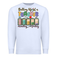 White battery life of a teacher monday friday Premium Sweatshirt - MaliasSmallBusiness