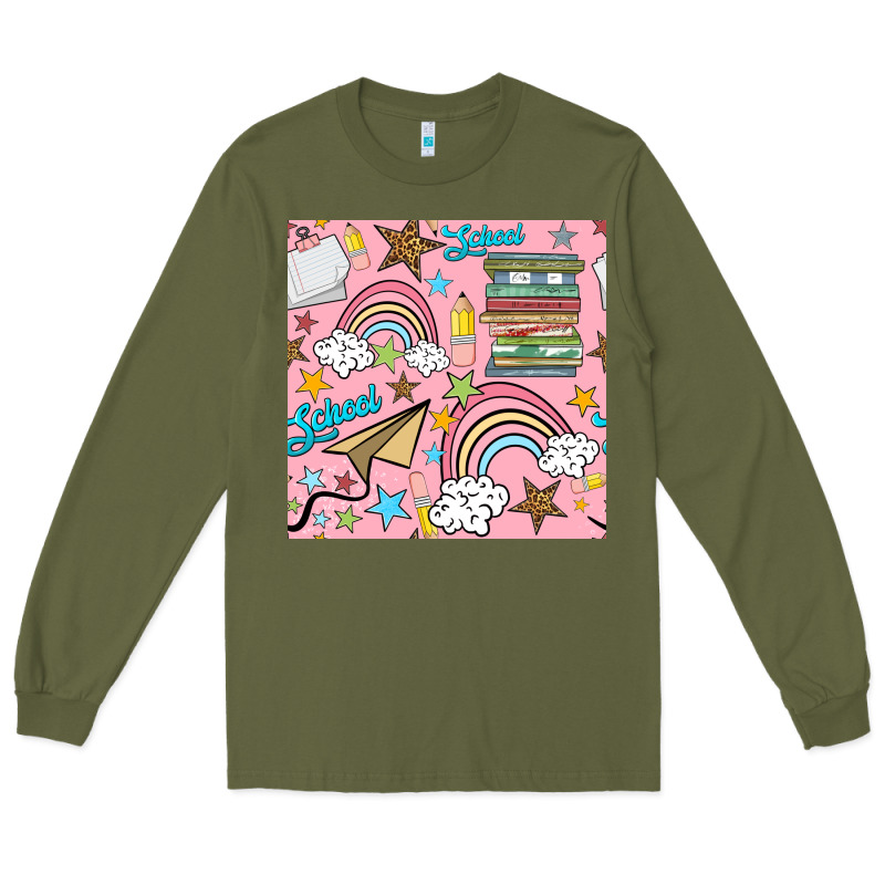 School With Rainbow Seamless Pattern Long Sleeve Tee by BundleAndBundleShop | Teevron