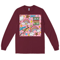 Burgundy school with rainbow seamless pattern Long Sleeve Tee - BundleAndBundleShop