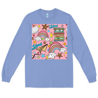 Colony Blue school with rainbow seamless pattern Long Sleeve Tee - BundleAndBundleShop