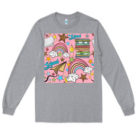 Heather Grey school with rainbow seamless pattern Long Sleeve Tee - BundleAndBundleShop