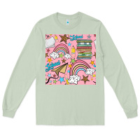 Matcha school with rainbow seamless pattern Long Sleeve Tee - BundleAndBundleShop