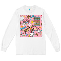 White school with rainbow seamless pattern Long Sleeve Tee - BundleAndBundleShop