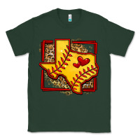 Sports Green leopard softball texas map Classic Tee - Jasminsmagicworld