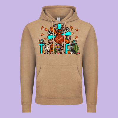 Thankful Turkey Vintage Hoodie Designed By Jahusdesignshop