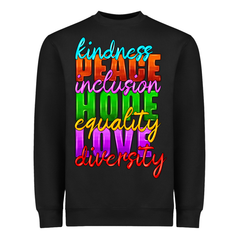 Kindness Peace Inclusion Hope Equality Love Diversity Heavyweight Sweatshirt by HRA Design Shop | Teevron
