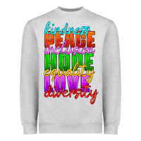 Heather Grey kindness peace inclusion hope equality love diversity Heavyweight Sweatshirt - HRA Design Shop