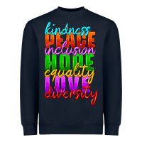 Navy kindness peace inclusion hope equality love diversity Heavyweight Sweatshirt - HRA Design Shop