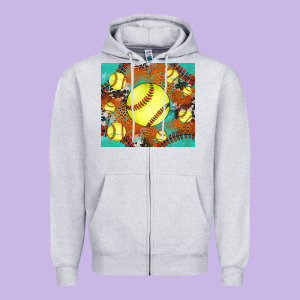 Softball Cowhide Turquoise Glitter Tumbler Zipper Hoodie Designed By Jasminsmagicworld
