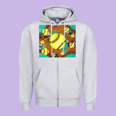 Softball Cowhide Turquoise Glitter Tumbler Zipper Hoodie Designed By Jasminsmagicworld