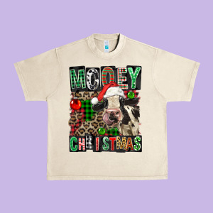 Mooey Christmas Urban Heavy Tee Designed By Fadigitalartstudio