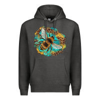 Charcoal Heather leopard honeycomb with bee Premium Hoodie - Artiststas
