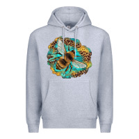 Heather Grey leopard honeycomb with bee Premium Hoodie - Artiststas