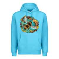 Ocean Blue leopard honeycomb with bee Premium Hoodie - Artiststas