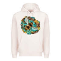 Pale Pink leopard honeycomb with bee Premium Hoodie - Artiststas
