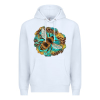 White leopard honeycomb with bee Premium Hoodie - Artiststas