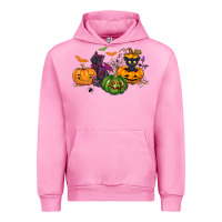 Fuchsia Pink Black cat and pumpkin Urban Hoodie - NancyCooperArtShop