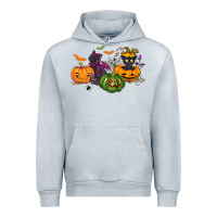 Heather Grey Black cat and pumpkin Urban Hoodie - NancyCooperArtShop