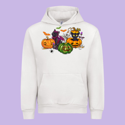 Black Cat And Pumpkin Urban Hoodie Designed By Nancycooperartshop