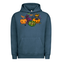 Pigment Midnight Navy Black cat and pumpkin Urban Hoodie - NancyCooperArtShop