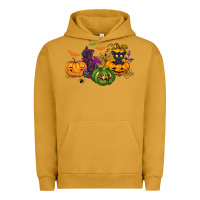 Pigment Peanut Butter Black cat and pumpkin Urban Hoodie - NancyCooperArtShop