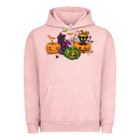 Pigment Salmon Black cat and pumpkin Urban Hoodie - NancyCooperArtShop