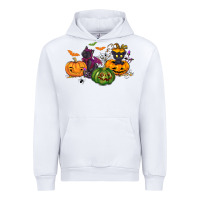 White Black cat and pumpkin Urban Hoodie - NancyCooperArtShop
