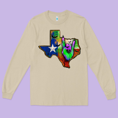 Texas Map Halloween Long Sleeve Tee Designed By Jahusdesignshop
