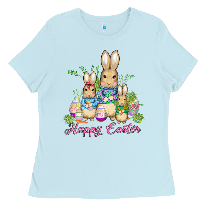 Easter Bunny Family Wıth Carrots And Eggs Ladies Tee by AdoDesignShop | Teevron